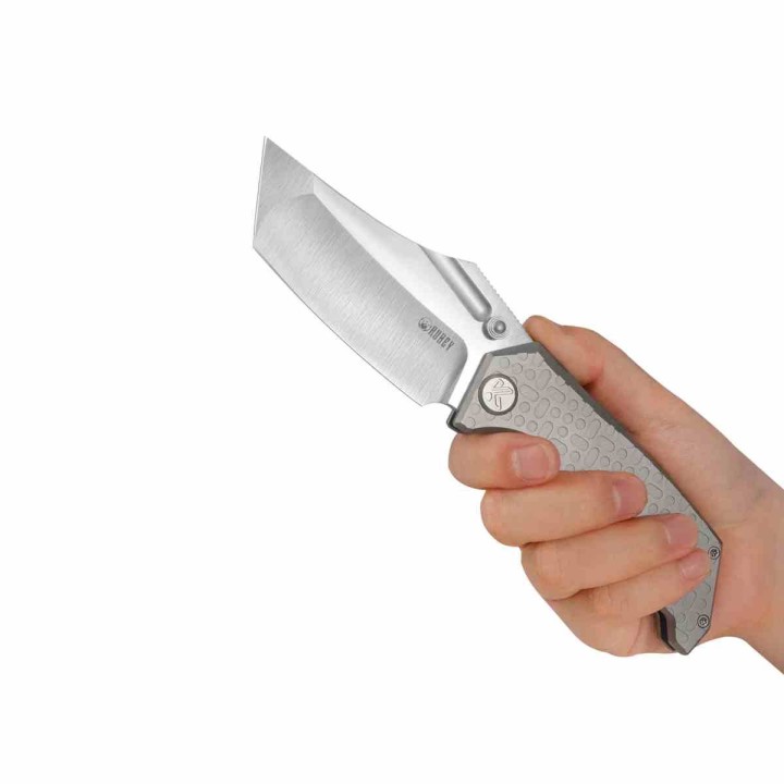 Couteau Kubey Hamster Grey Lame Acier 14C28N Manche Titane Frame Lock KIVT KUB402A - Livraison Gratuite