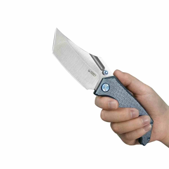 Couteau Kubey Hamster Blue Lame Acier 14C28N Manche Titane Frame Lock KIVT KUB402B - Livraison Gratuite
