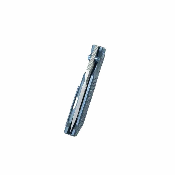 Couteau Kubey Hamster Blue Lame Acier 14C28N Manche Titane Frame Lock KIVT KUB402B - Livraison Gratuite