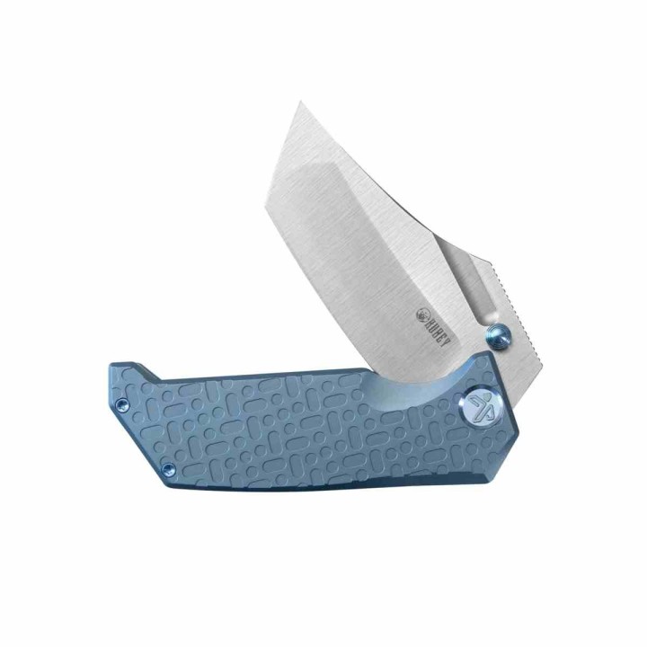 Couteau Kubey Hamster Blue Lame Acier 14C28N Manche Titane Frame Lock KIVT KUB402B - Livraison Gratuite