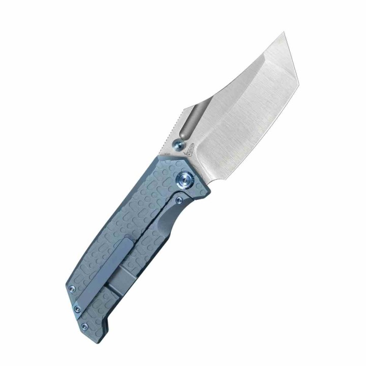 Couteau Kubey Hamster Blue Lame Acier 14C28N Manche Titane Frame Lock KIVT KUB402B - Livraison Gratuite