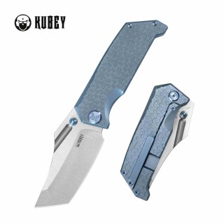 Couteau Kubey Hamster Blue Lame Acier 14C28N Manche Titane Frame Lock KIVT KUB402B - Livraison Gratuite