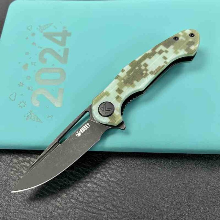 Couteau Kubey Dugu Lame Acier 14C28N Blackwash Manche G10 Camo KIVT LinerLock KUB210L - Livraison Gratuite