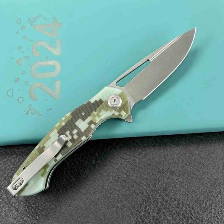 Couteau Kubey Dugu Lame Acier 14C28N Manche G10 Camo KIVT LinerLock KUB210H - Livraison Gratuite