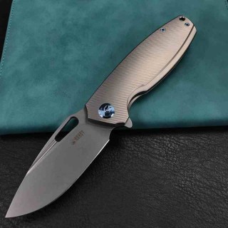 Couteau Kubey Tityus Lame Acier 14C28N Manche Titane 6AL4V Grey Framelock IKBS KUB360A - Livraison Gratuite