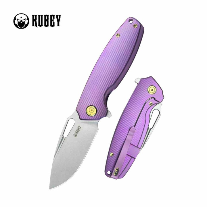 Couteau Kubey Tityus Lame Acier 14C28N Manche Titane 6AL4V Purple Framelock IKBS KUB360C - Livraison Gratuite