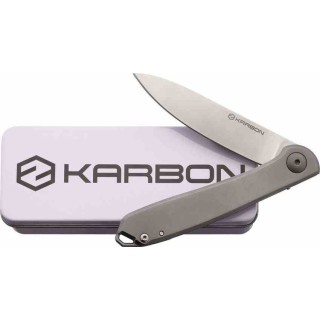 Couteau Karbon Tidbit Lame Acier S35VN Manche Titane Gray IKBS Framelock Clip KARB109 - Livraison Gratuite