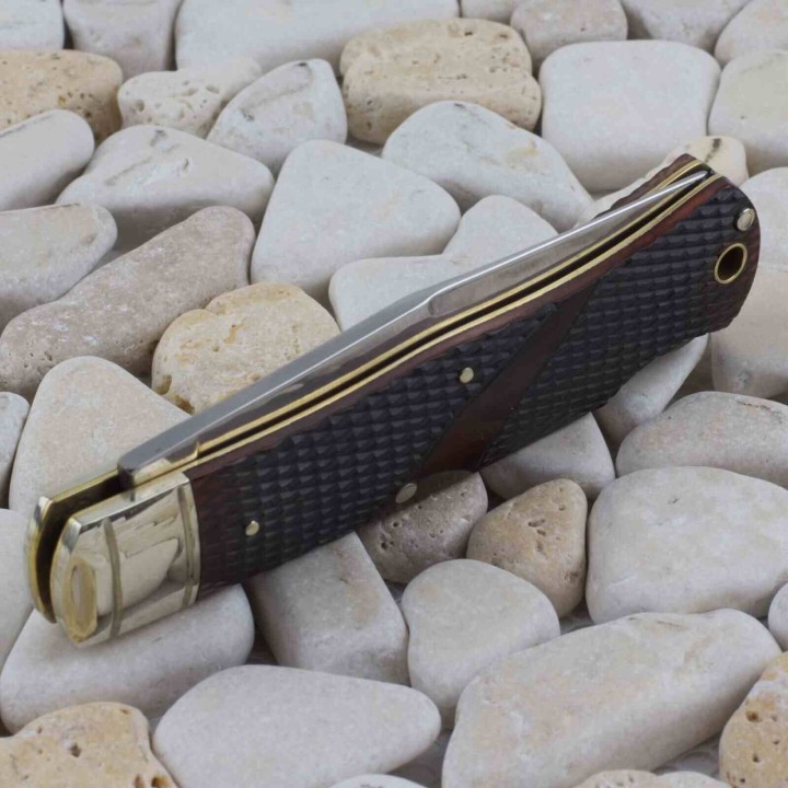Couteau Marbles Lame Acier Inox Manche Os à Damier Marron Lockback MR677 - Livraison Gratuite