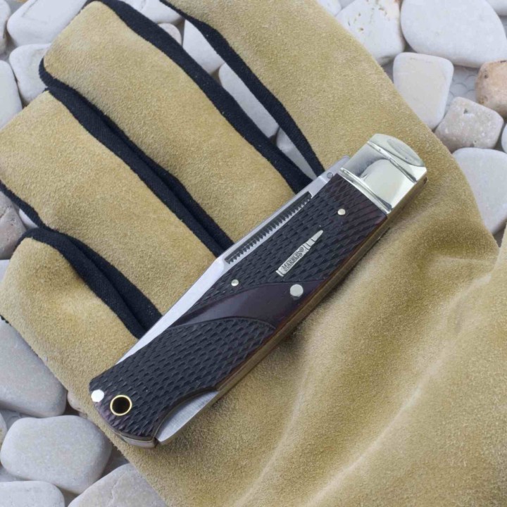 Couteau Marbles Lame Acier Inox Manche Os à Damier Marron Lockback MR677 - Livraison Gratuite
