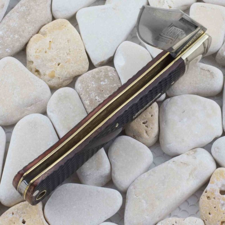 Couteau Marbles Lame Acier Inox Manche Os à Damier Marron Lockback MR677 - Livraison Gratuite