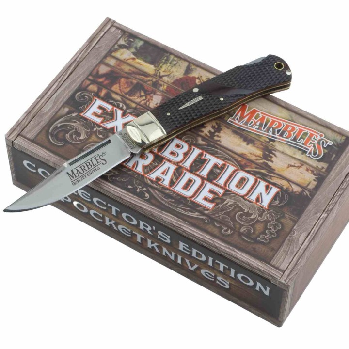 Couteau Marbles Lame Acier Inox Manche Os à Damier Marron Lockback MR677 - Livraison Gratuite