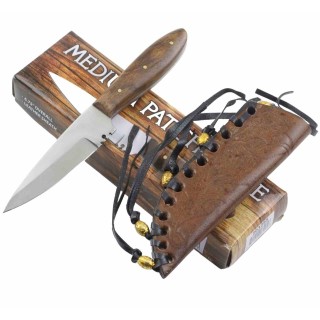 Lot de 3 Couteau De Trappeur Style Western Lame Acier Inox Manche Bois Etui Cuir PA3295 - Livraison Gratuite