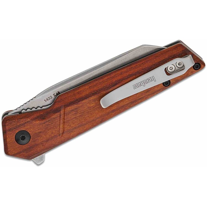 Couteau Kershaw Avert A/O Lame Acier Inox Manche Bois Linerlock Clip KS1432 - Livraison Gratuite