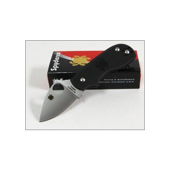 Couteau SPYDERCO SQUEAK Black FRN Plain Folding Knife Acier N690CO Made In Italy SC154PBK