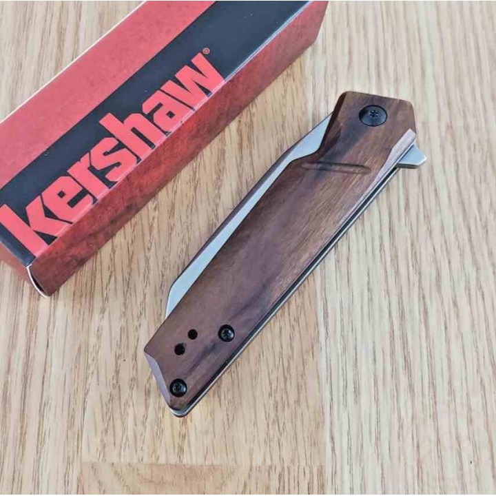 Couteau Kershaw Avert A/O Lame Acier Inox Manche Bois Linerlock Clip KS1432 - Livraison Gratuite