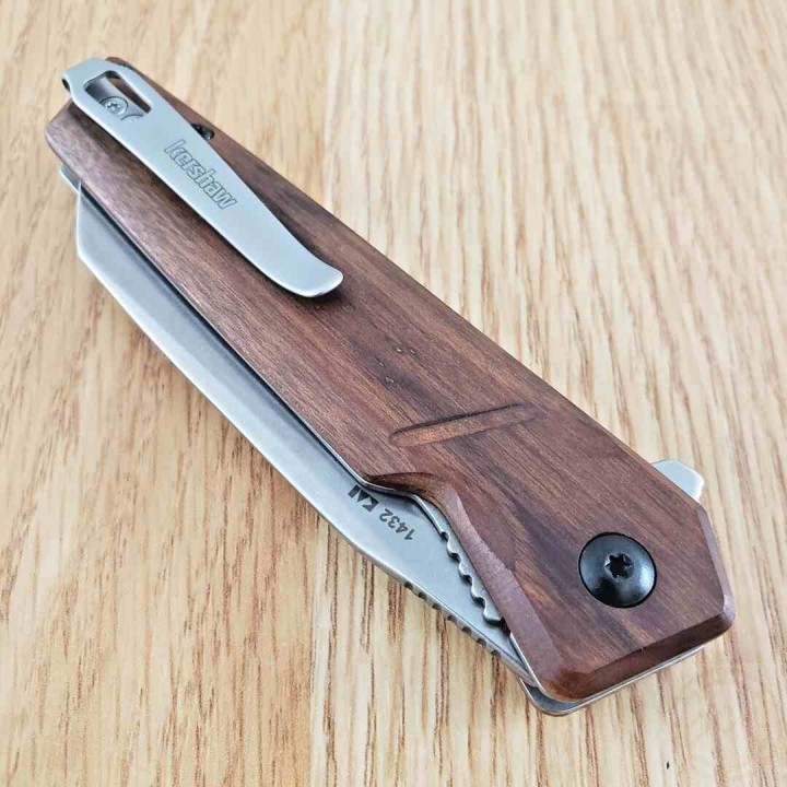 Couteau Kershaw Avert A/O Lame Acier Inox Manche Bois Linerlock Clip KS1432 - Livraison Gratuite