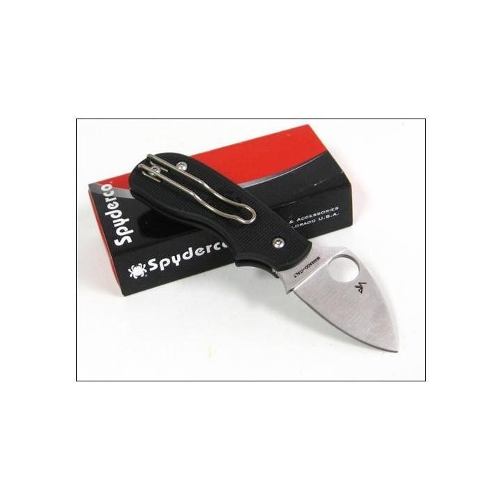 Couteau SPYDERCO SQUEAK Black FRN Plain Folding Knife Acier N690CO Made In Italy SC154PBK