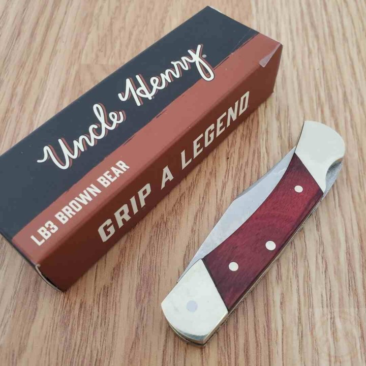 Couteau Schrade Uncle Henry 22 "Brown Bear" Lame Acier Inox Manche Bois de Rose Lockback SCHLB3 - Livraison Gratuite