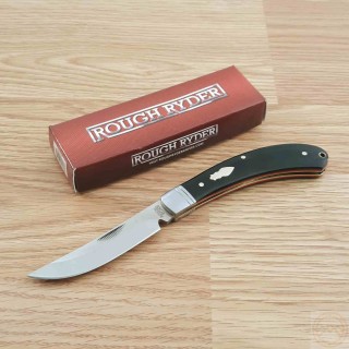 Couteau Rough Ryder Large Bow Trapper Lame Acier Inoxydable Manche Black Micarta Slip Joint RR2456 - Livraison Gratuite