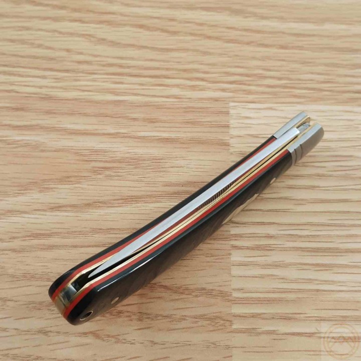 Couteau Rough Ryder Large Bow Trapper Lame Acier Inoxydable Manche Black Micarta Slip Joint RR2456 - Livraison Gratuite