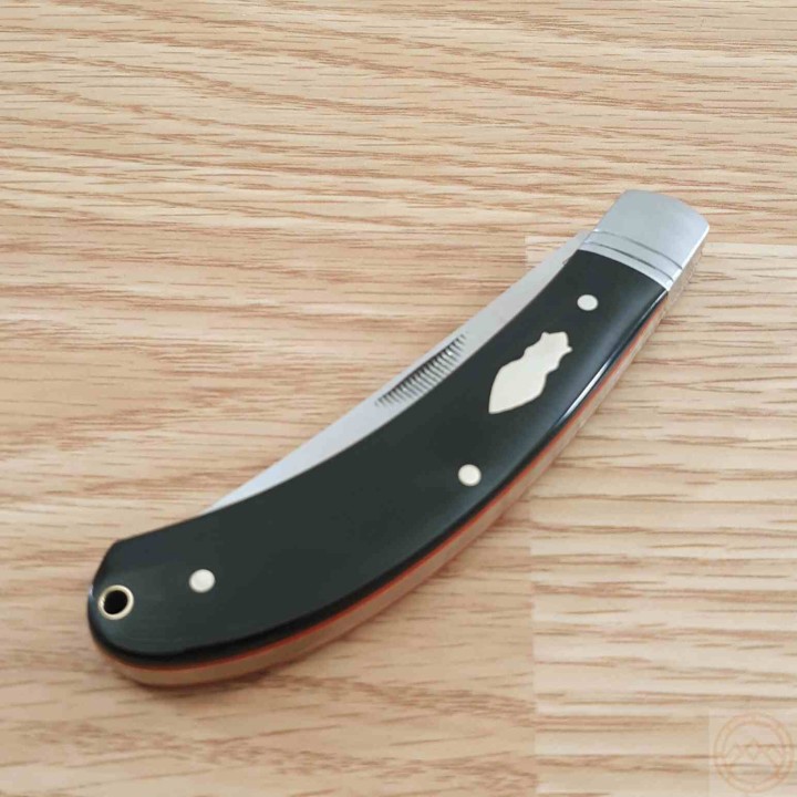 Couteau Rough Ryder Large Bow Trapper Lame Acier Inoxydable Manche Black Micarta Slip Joint RR2456 - Livraison Gratuite