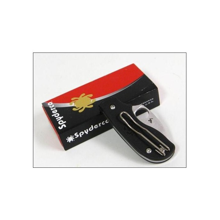Couteau SPYDERCO SQUEAK Black FRN Plain Folding Knife Acier N690CO Made In Italy SC154PBK