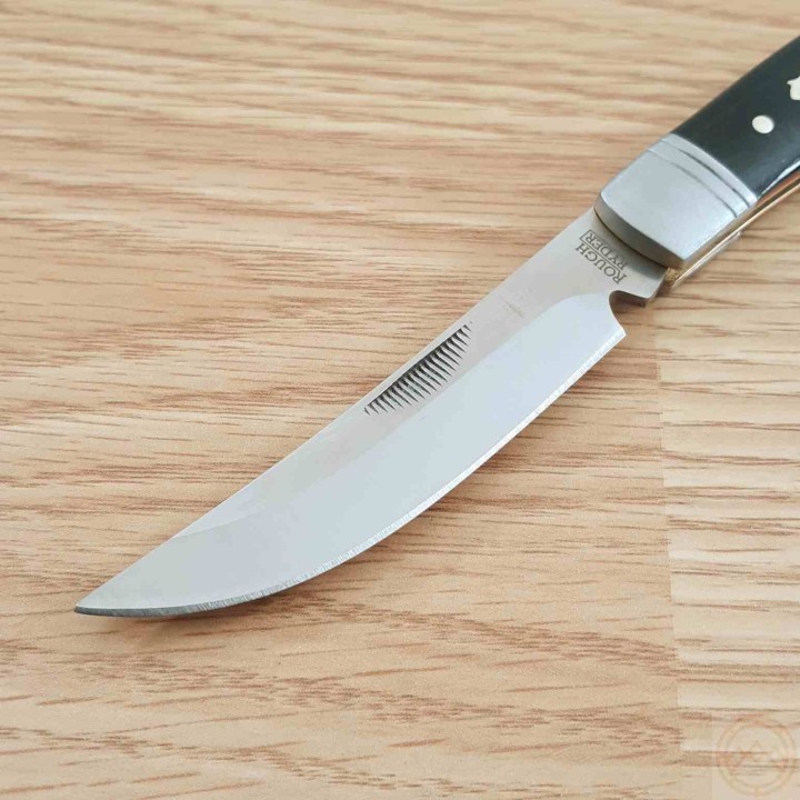Couteau Rough Ryder Large Bow Trapper Lame Acier Inoxydable Manche Black Micarta Slip Joint RR2456 - Livraison Gratuite