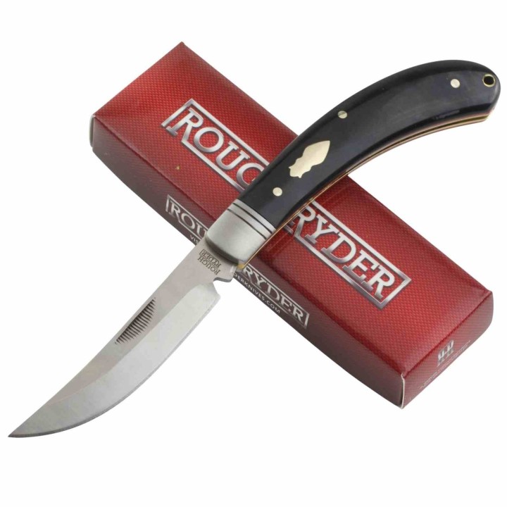 Couteau Rough Ryder Large Bow Trapper Lame Acier Inoxydable Manche Black Micarta Slip Joint RR2456 - Livraison Gratuite