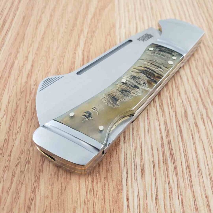 Couteau Rough Ryder Big Horn Lame Acier Inox Manche Corne de Bélier Lockback RR2589 - Livraison Gratuite