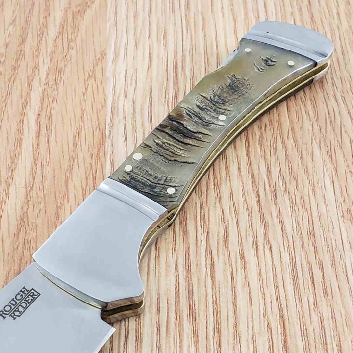Couteau Rough Ryder Big Horn Lame Acier Inox Manche Corne de Bélier Lockback RR2589 - Livraison Gratuite