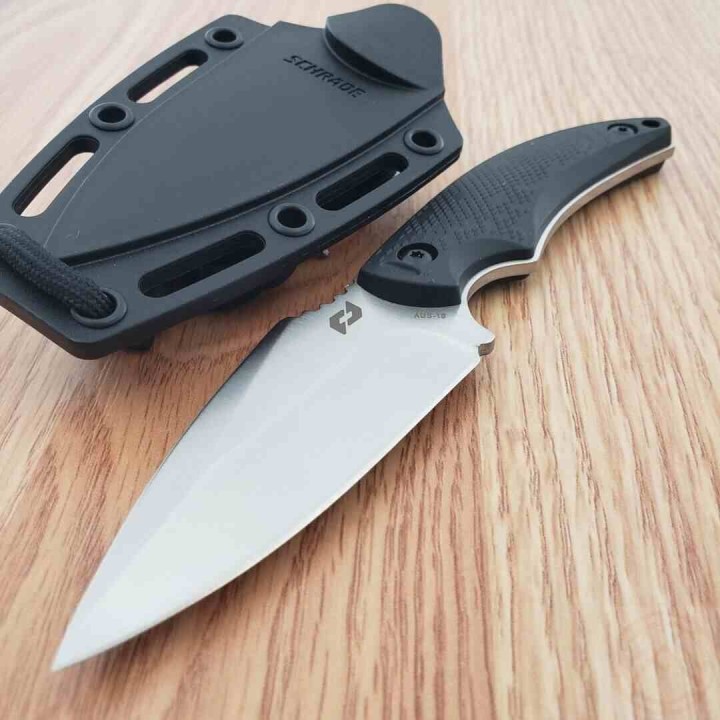 Couteau Schrade Delta Class Adder Lame Acier AUS-10 Manche & Etui Polymère Noir SCH1182521 - Livraison Gratuite