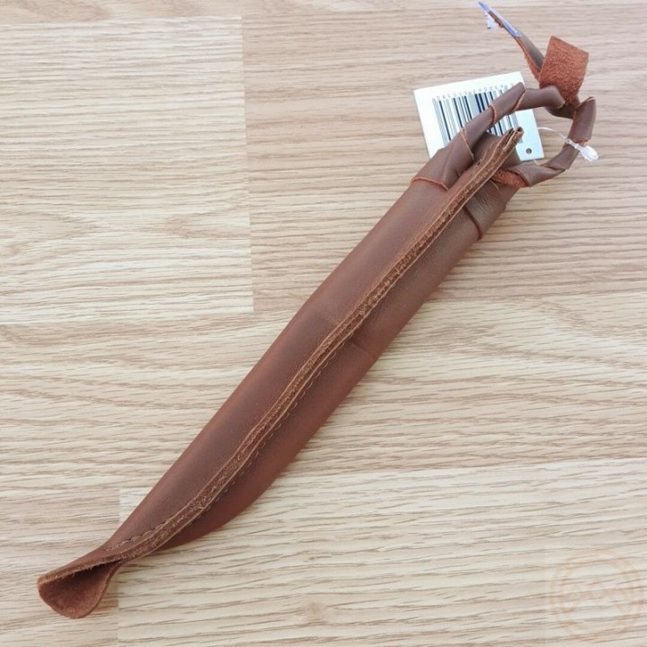 Couteau Puukko Wood Jewel Lame Acier Carbone Manche Bouleau Etui Cuir Made Finland WJ23VISA10 - Livraison Gratuite