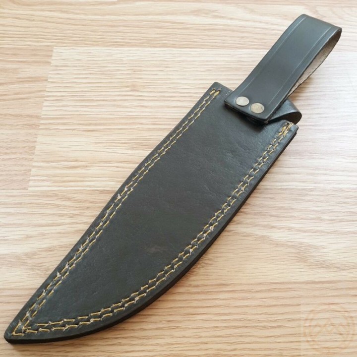 Couteau De Chasse Trappeur Hen & Rooster Lame Acier 440 Manche Bois de Cerf Etui Cuir HR805 - Livraison Gratuite