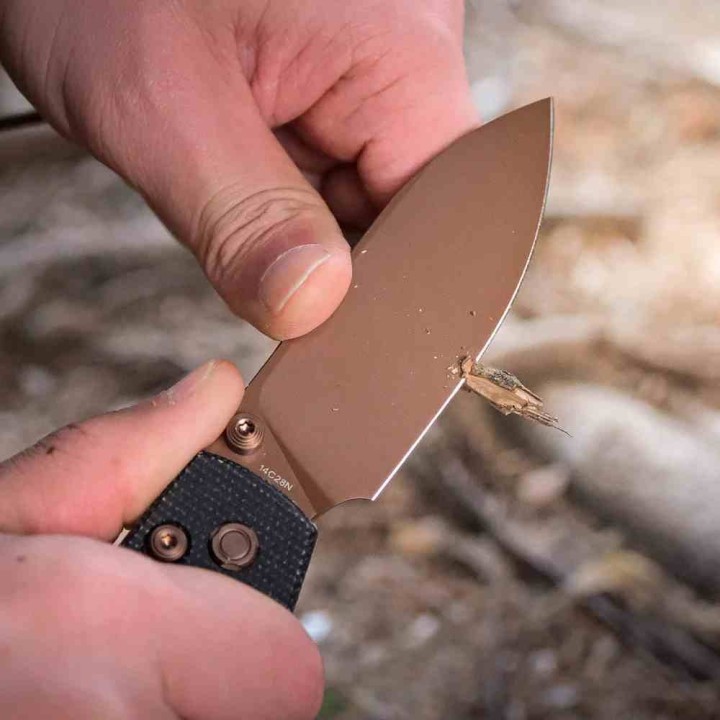 Couteau Vosteed Raccoon Lame Acier 14C28N Copper Dune Manche Micarta Crossbar Lock Ikbs VOSA0539 - Livraison Gratuite