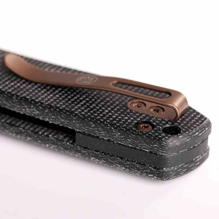 Couteau Vosteed Raccoon Lame Acier 14C28N Copper Dune Manche Micarta Crossbar Lock Ikbs VOSA0539 - Livraison Gratuite