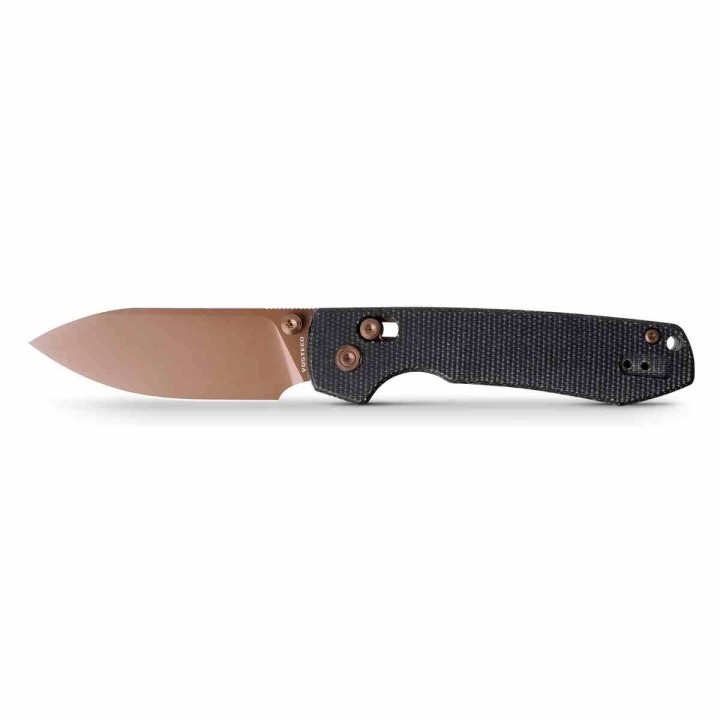 Couteau Vosteed Raccoon Lame Acier 14C28N Copper Dune Manche Micarta Crossbar Lock Ikbs VOSA0539 - Livraison Gratuite