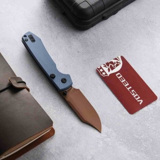 Couteau Vosteed Raccoon Top Liner Lock Lame Acier 14C28N Copper Dune Manche Blue G10 IKBS VOSA2909 - Livraison Gratuite