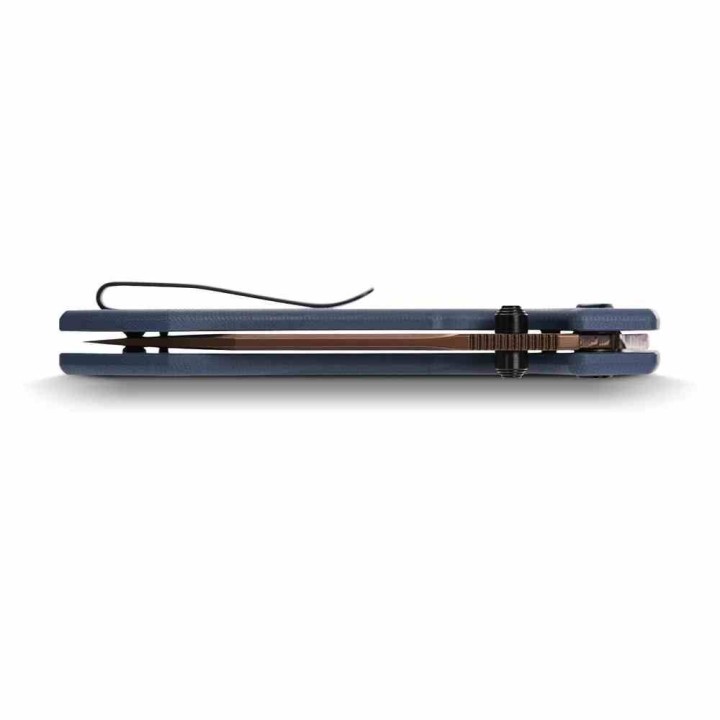 Couteau Vosteed Raccoon Top Liner Lock Lame Acier 14C28N Copper Dune Manche Blue G10 IKBS VOSA2909 - Livraison Gratuite