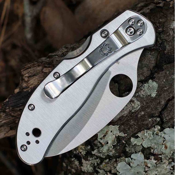 Couteau Spyderco Harpy Lame Hawkbill Acier VG-10 Manche Acier Inoxydable Lockback Japan SC08P - Livraison Gratuite