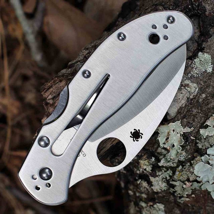 Couteau Spyderco Harpy Lame Hawkbill Acier VG-10 Manche Acier Inoxydable Lockback Japan SC08P - Livraison Gratuite