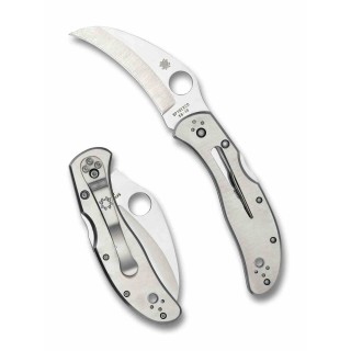 Couteau Spyderco Harpy Lame Hawkbill Acier VG-10 Manche Acier Inoxydable Lockback Japan SC08P - Livraison Gratuite