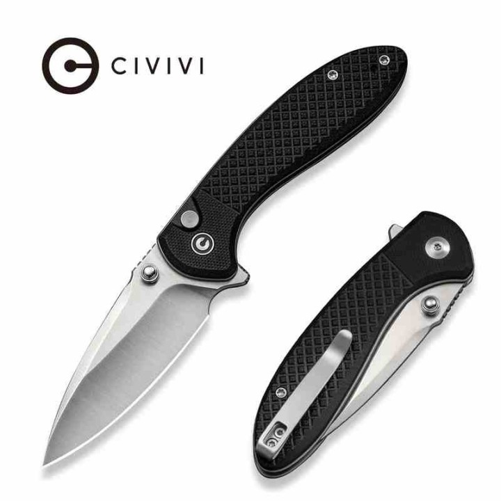 Couteau Civivi Faeger Lame Acier 14C28N Manche G10 Noir Button Lock IKBS CIVC240311 - Livraison Gratuite