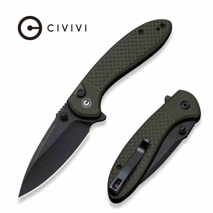 Couteau Civivi Faeger Lame Acier 14C28N Blk Manche G10 Green Button Lock IKBS CIVC240312 - Livraison Gratuite