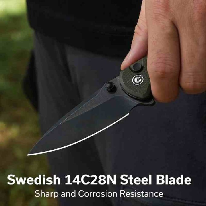 Couteau Civivi Faeger Lame Acier 14C28N Blk Manche G10 Green Button Lock IKBS CIVC240312 - Livraison Gratuite