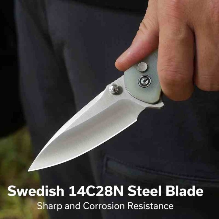 Couteau Civivi Faeger Lame Acier 14C28N Manche G10 Jade Button Lock IKBS CIVC240313 - Livraison Gratuite