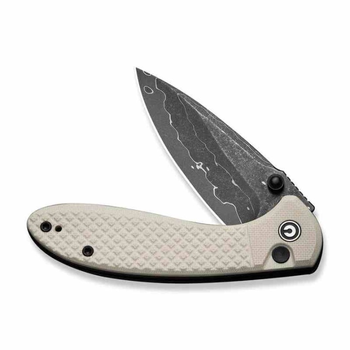 Couteau Civivi Faeger Lame Acier Damas Manche G10 Ivoire Button Lock IKBS CIVC24031DS1 - Livraison Gratuite