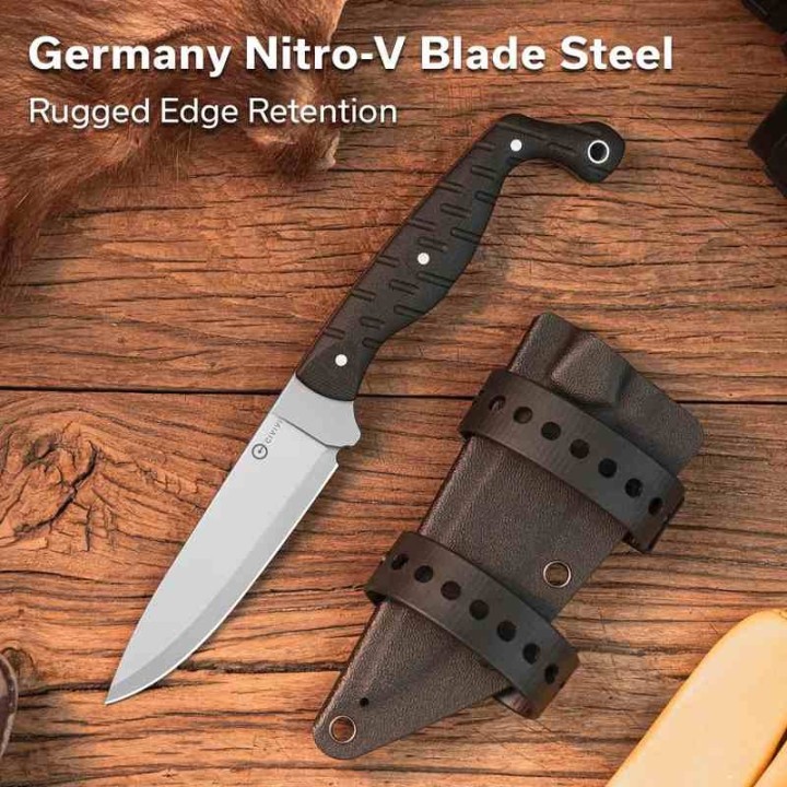 Couteau Civivi MDRN Hunter Black Lame Acier Nitro-V Manche G-10 Etui Kydex CIVC230781 - Livraison Gratuite
