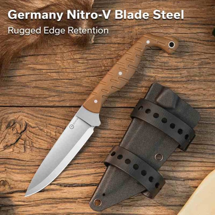 Couteau Civivi MDRN Hunter Brown Lame Acier Nitro-V Manche G-10 Etui Kydex CIVC230782 - Livraison Gratuite