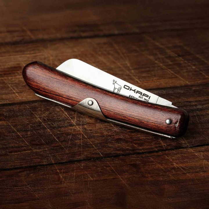 Couteau Okapi Biltong Lame Acier N690 Manche Bois Slip Joint South Africa KO02590 - Livraison Gratuite