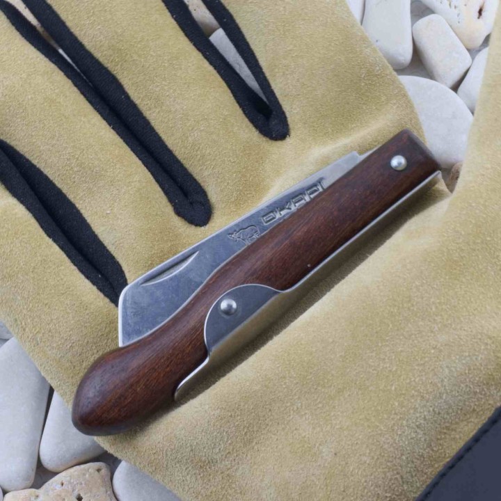 Couteau Okapi Biltong Lame Acier Carbone Manche Bois Slip Joint South Africa KO197940 - Livraison Gratuite